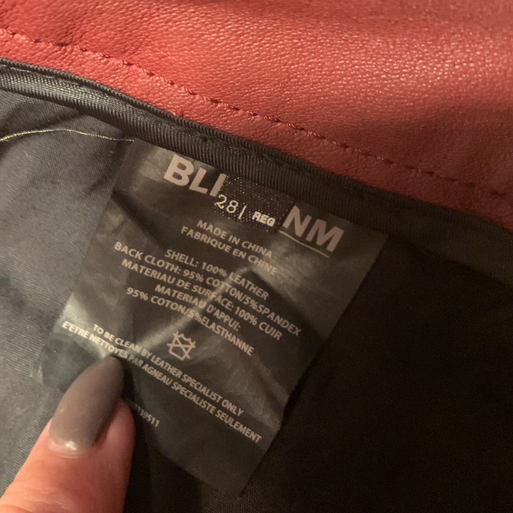 BLK DNM Burgundy Red Leather Skinny Pants sz 28 - Picture 10 of 11